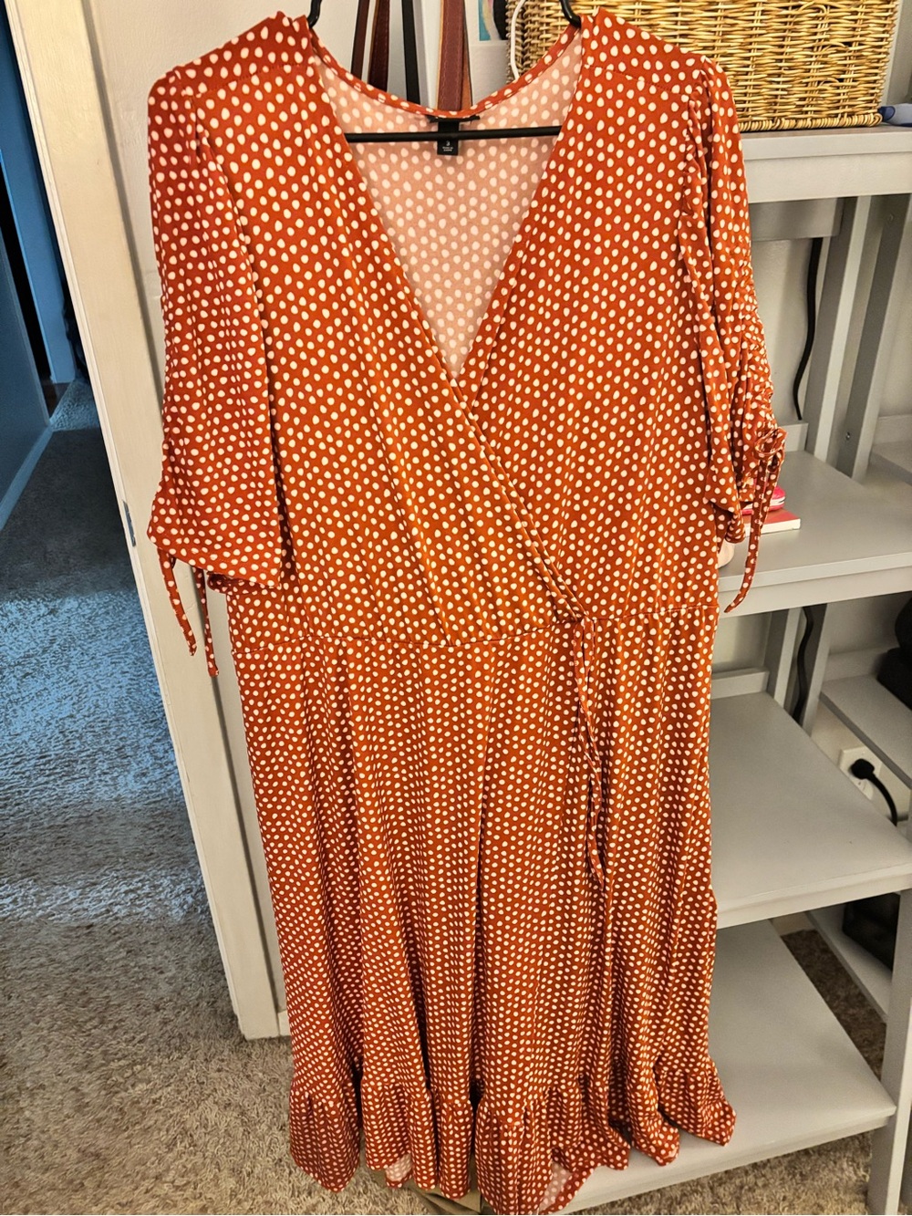 torrid Rust Polka Dot Wrap Midi Dress